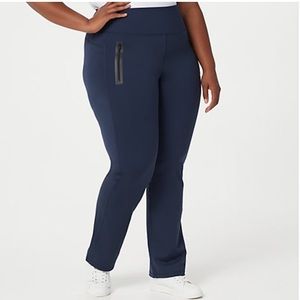 Zuda Z-stretch bootcut pants with front zipper pockets size L